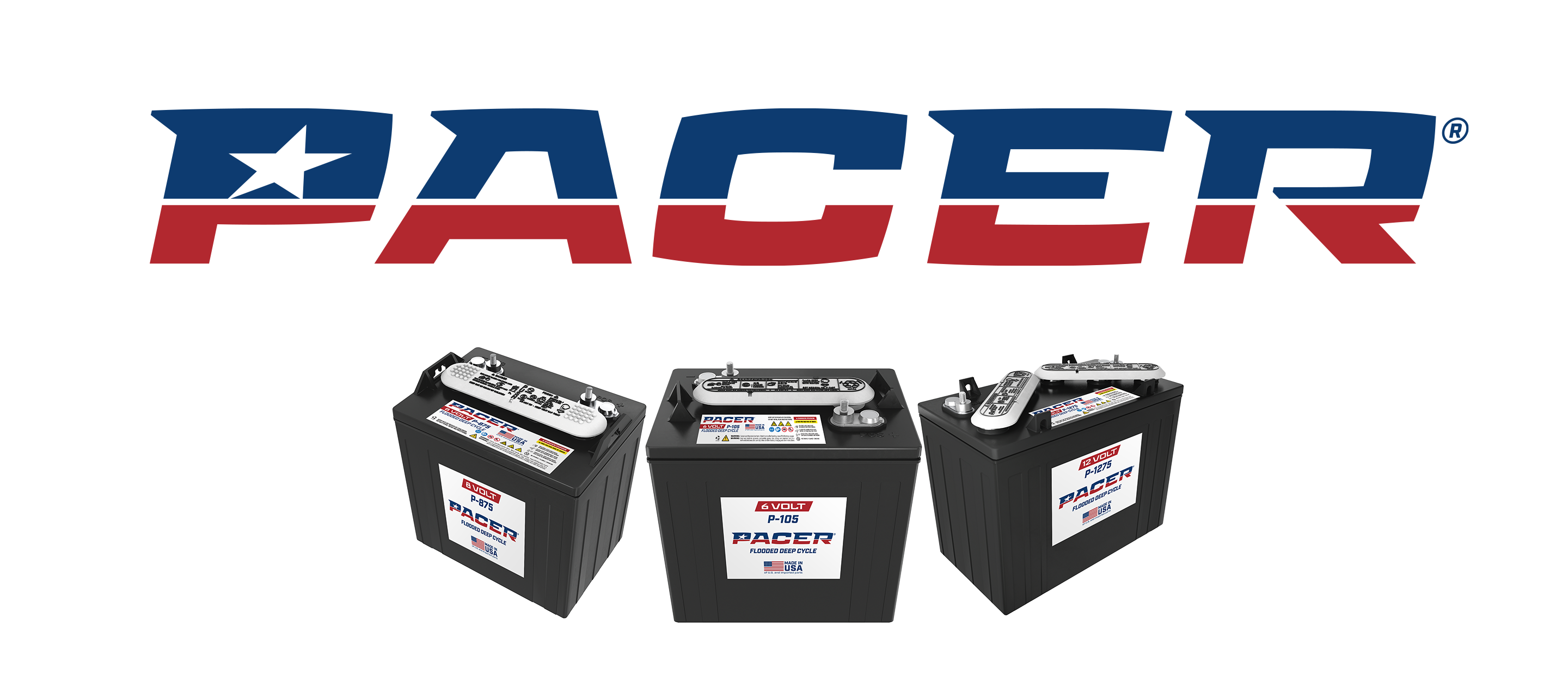 3 Pacer batteries under the Pacer logo